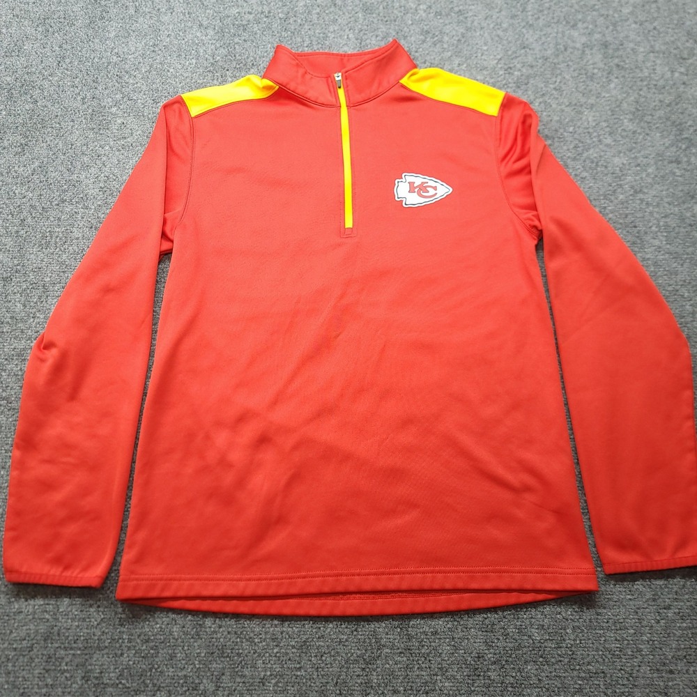 NFL Team Apparel Kansas City Chiefs Red Yellow Quarter Zip Pullover Mens M